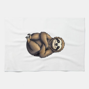 Old Print Sloth Art Vintage Graphic 2 Tea Towel