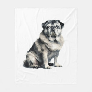 Old Pug Fleece Blanket