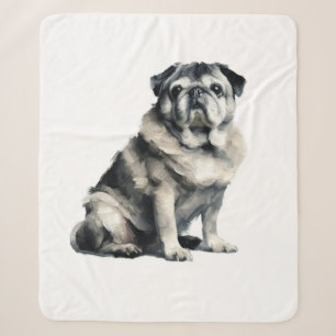 Old Pug Sherpa Blanket