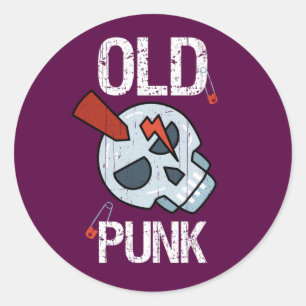 Old Punk Skull Distressed Classic Round Sticker