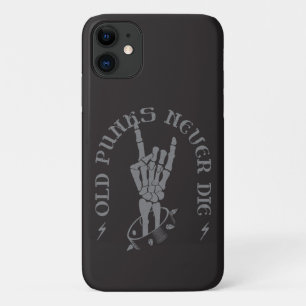 OLD PUNKS NEVER DIE - Retro Skeleton Rock On Hand  Case-Mate iPhone Case