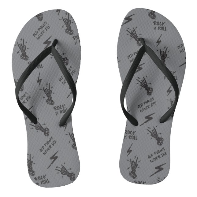 Old Punks Never Die Skeleton Rock On Gothic  Jandals (Footbed)