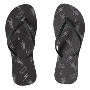 Old Punks Never Die Skeleton Rock On Gothic  Jandals