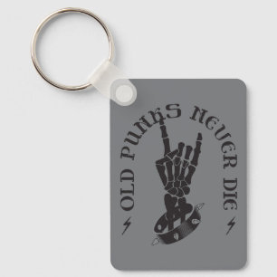 Old Punks Never Die Skeleton Rock On Gothic  Key Ring