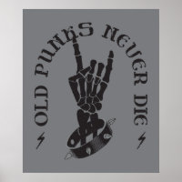 Old Punks Never Die Skeleton Rock On Gothic 