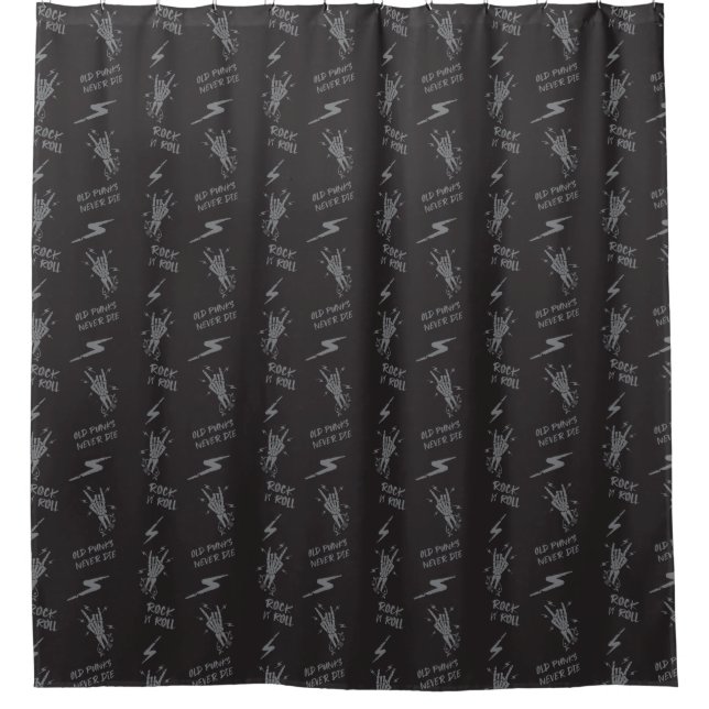 Old Punks Never Die Skeleton Rock On Gothic  Shower Curtain (Front)