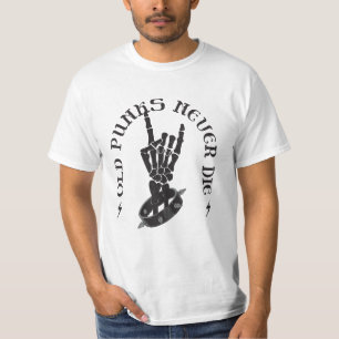 Old Punks Never Die Skeleton Rock On Gothic  T-Shirt