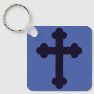 Old purple christian cross key ring