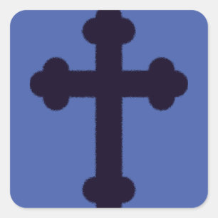 Old purple christian cross square sticker