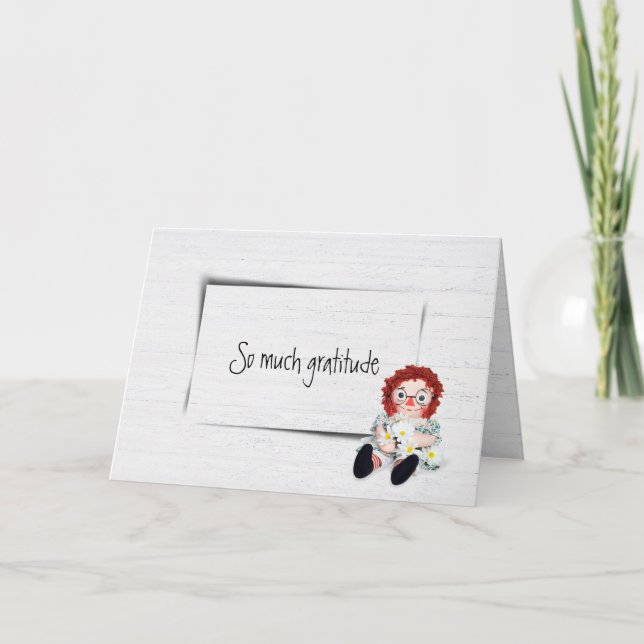 Old Rag Doll Gratitude Card (Front)