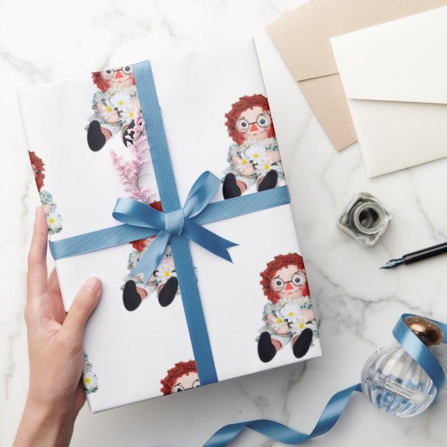old rag doll with daisy bouquet wrapping paper (Gifting)