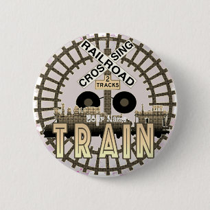 Old Railroad Train 6 Cm Round Badge