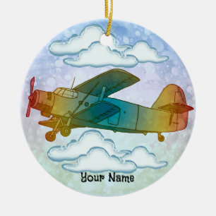 Old Rainbow Plane Ceramic Tree Decoration