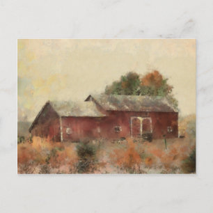 Old Red Barn Landscape Postcard