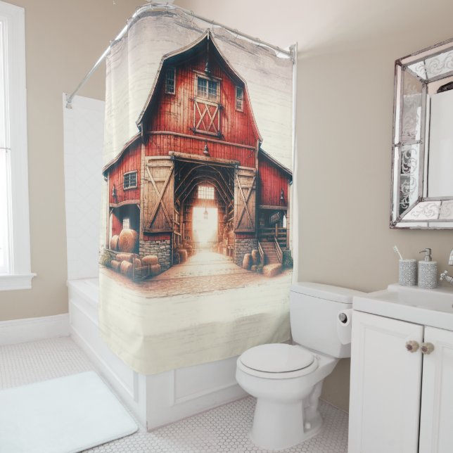 Old Red Barn Rustic Country  Shower Curtain (In Situ)