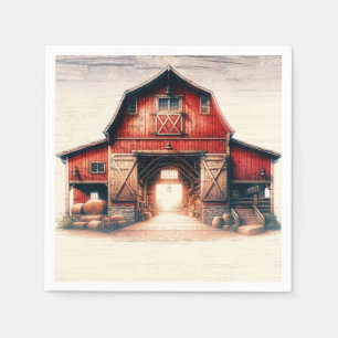 Old Red Barn Rustic Country Wedding Napkin