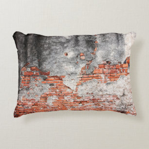 Old red brick wall rough of old temple in Ayutthay Decorative Cushion