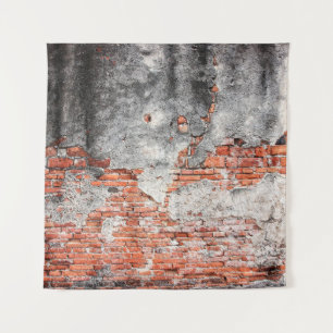 Old red brick wall rough of old temple in Ayutthay Tapestry