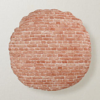 Old red brick wall texture. round cushion