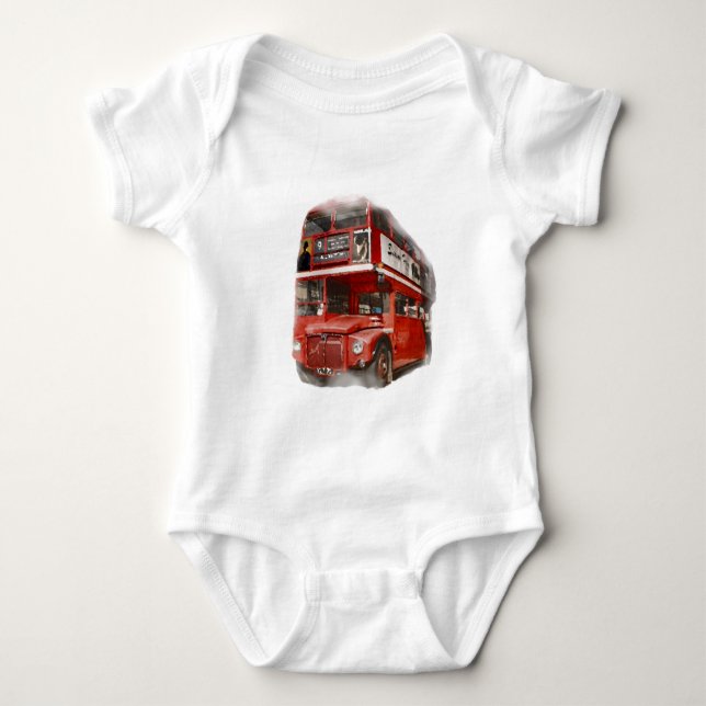 Old Red London Bus Baby Bodysuit (Front)