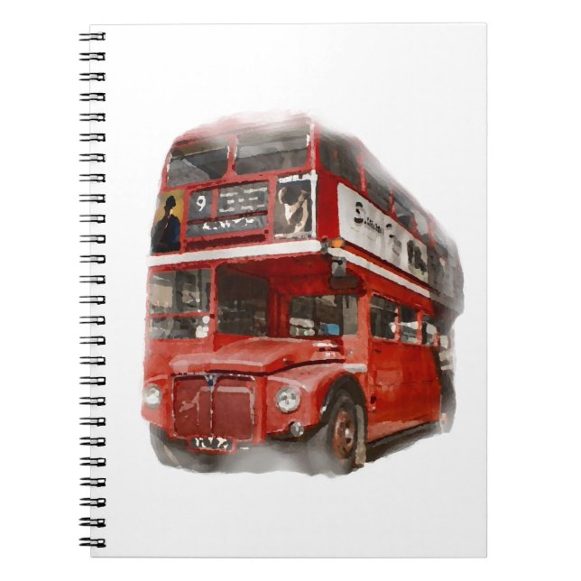 Old Red London Bus Spiral Notebook (Front)