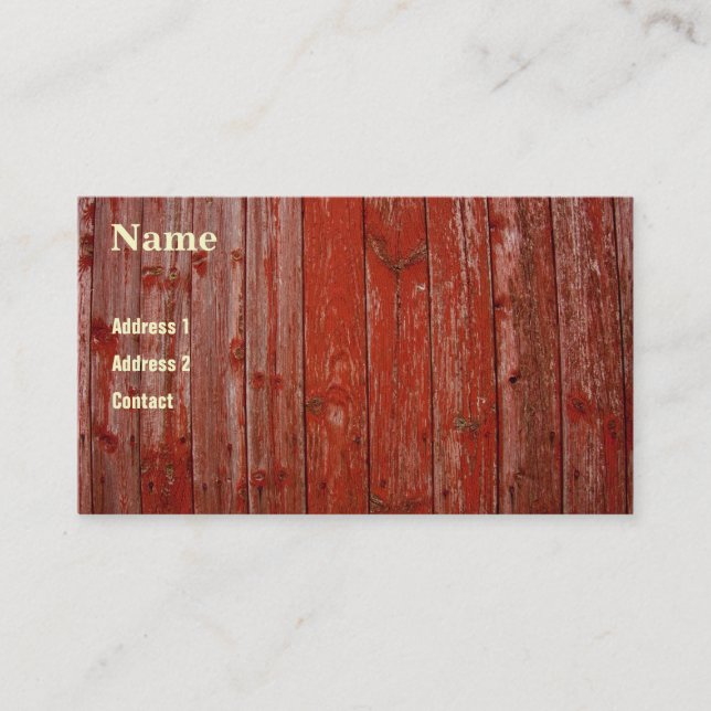 Old red wood business card (Front)