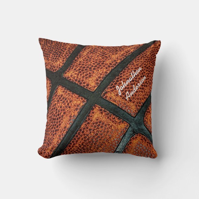 Old Retro Basketball Pattern With Name Cushion (Front)