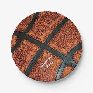 Old Retro Basketball Pattern With Name Paper Plate
