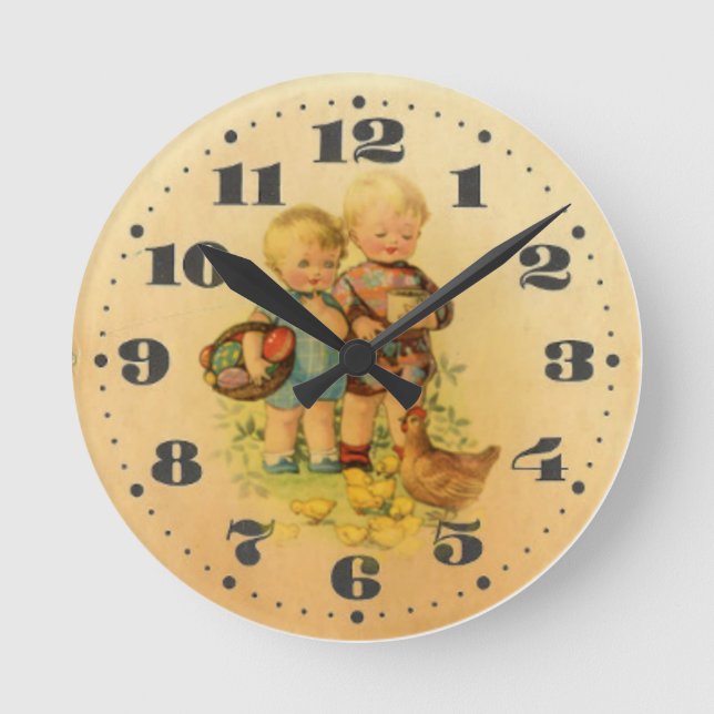 Old retro children round clock (Front)