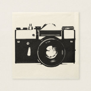 Old retro monochrome SLR camera Napkin