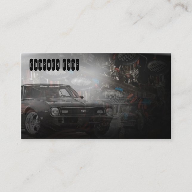 old retro muscle classic car business card (Front)