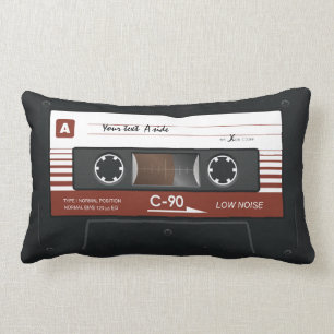 Old Retro Music Cassette Mix Tape Lumbar Cushion