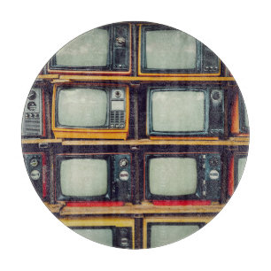 Old Retro Television Blank Screen Cutting Board