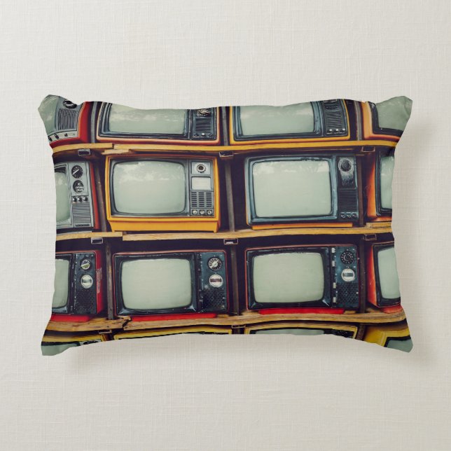 Old Retro Television Blank Screen Decorative Cushion (Front)