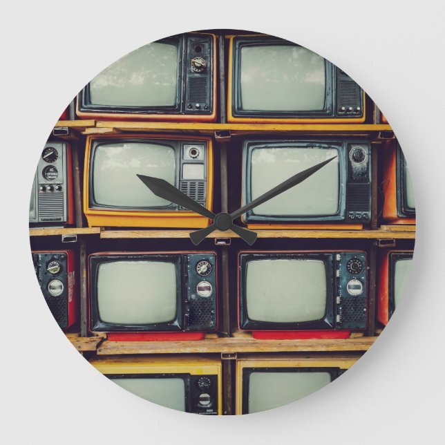 Old Retro Television Blank Screen Large Clock (Front)