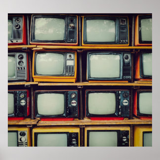 Old Retro Television Blank Screen Poster