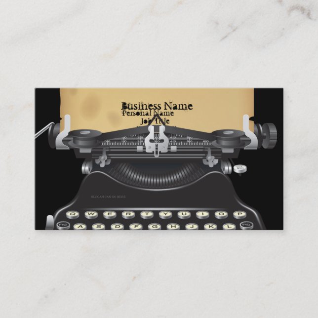 Old Retro TypeWriter Machine Business Card (Front)