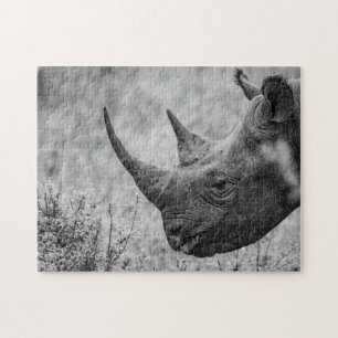 Old Rhinoceros - Black And White HD Photo Puzzle