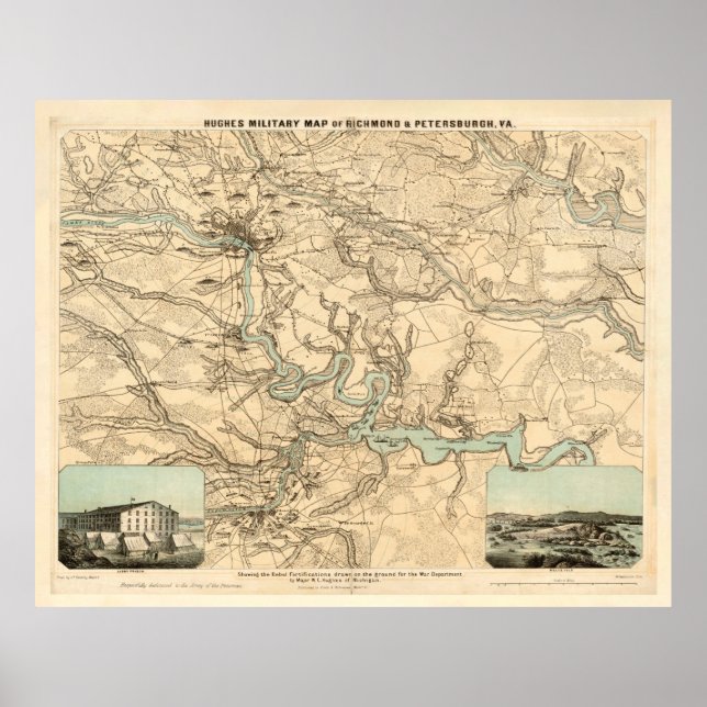 Old Richmond to Petersburg VA Civil War Map (1864) Poster (Front)