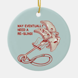 Old Rock climbing cam funny  Ceramic Tree Decoration