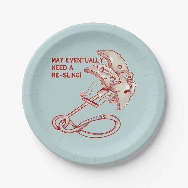Old Rock climbing cam funny  Paper Plate (Front)