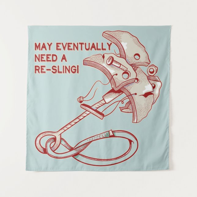 Old Rock climbing cam funny  Tapestry (Front)