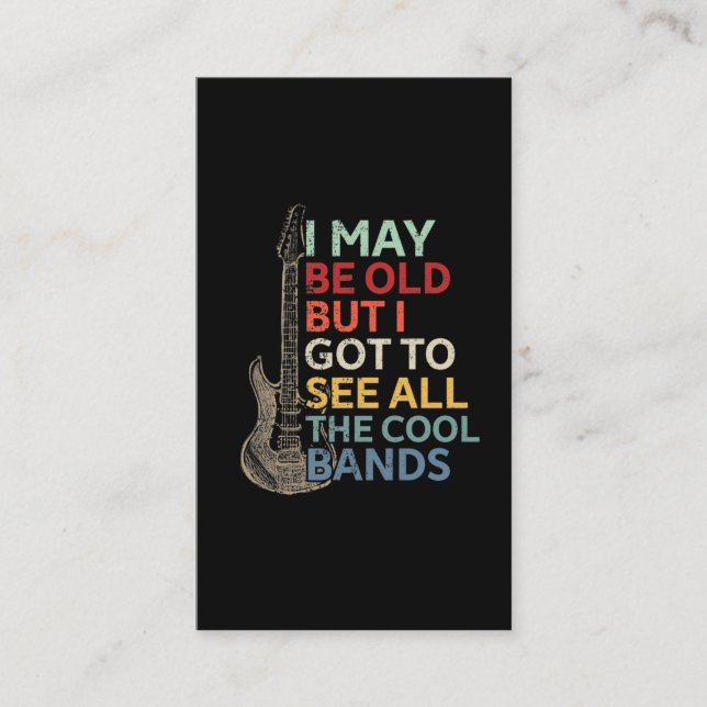 Old Rock Music Band Lover Guitar Musician Business Card (Front)