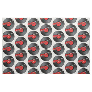 Old Rocker Dude Guitar and Record Pattern Fabric