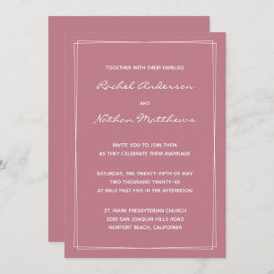 Old Rose Pink Minimalist Wedding Invitations