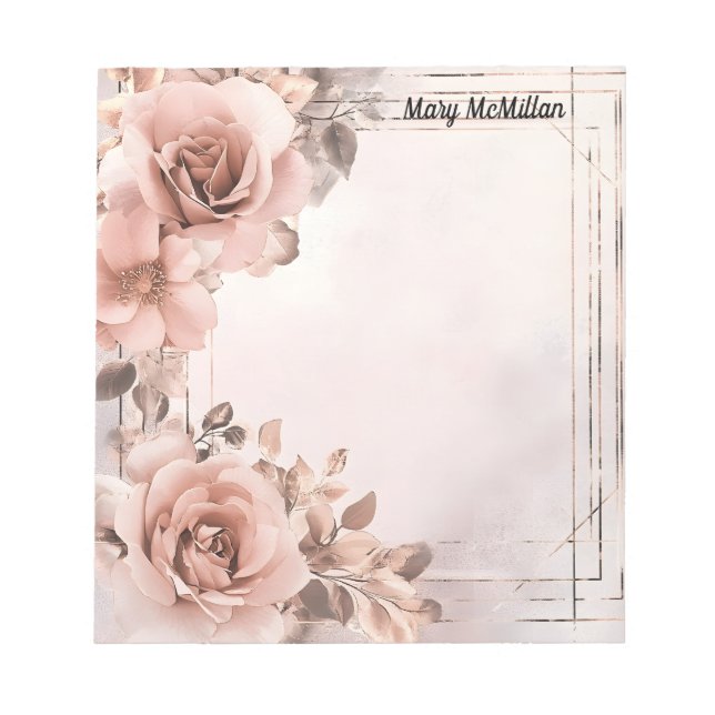 Old Roses  Beautiful Floral Background  Valentine Notepad (Front)