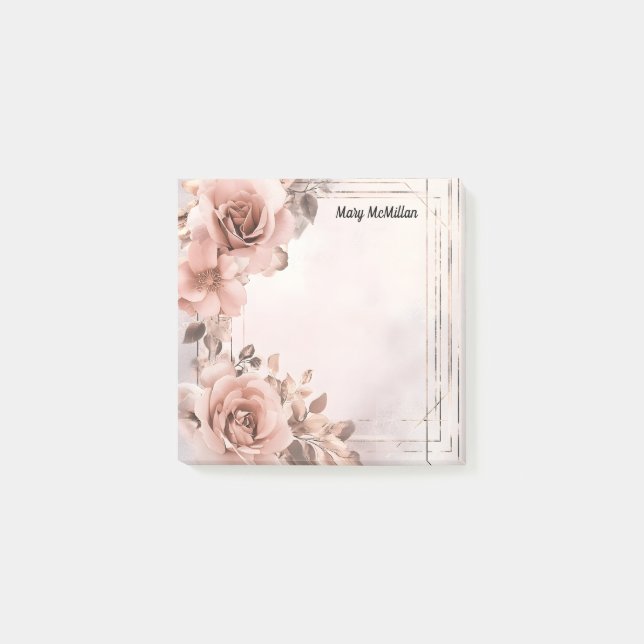 Old Roses  Beautiful Floral Background  Valentine Post-it Notes (Front)