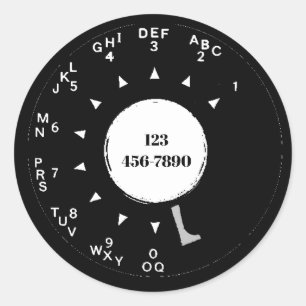 Old Rotary Phone Dial, edit phone number, Classic  Round Sticker