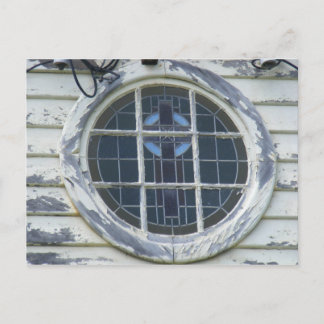 Old round window. postcard