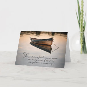 Old Row Boat on Calm Lake Sympathy Thank You Card